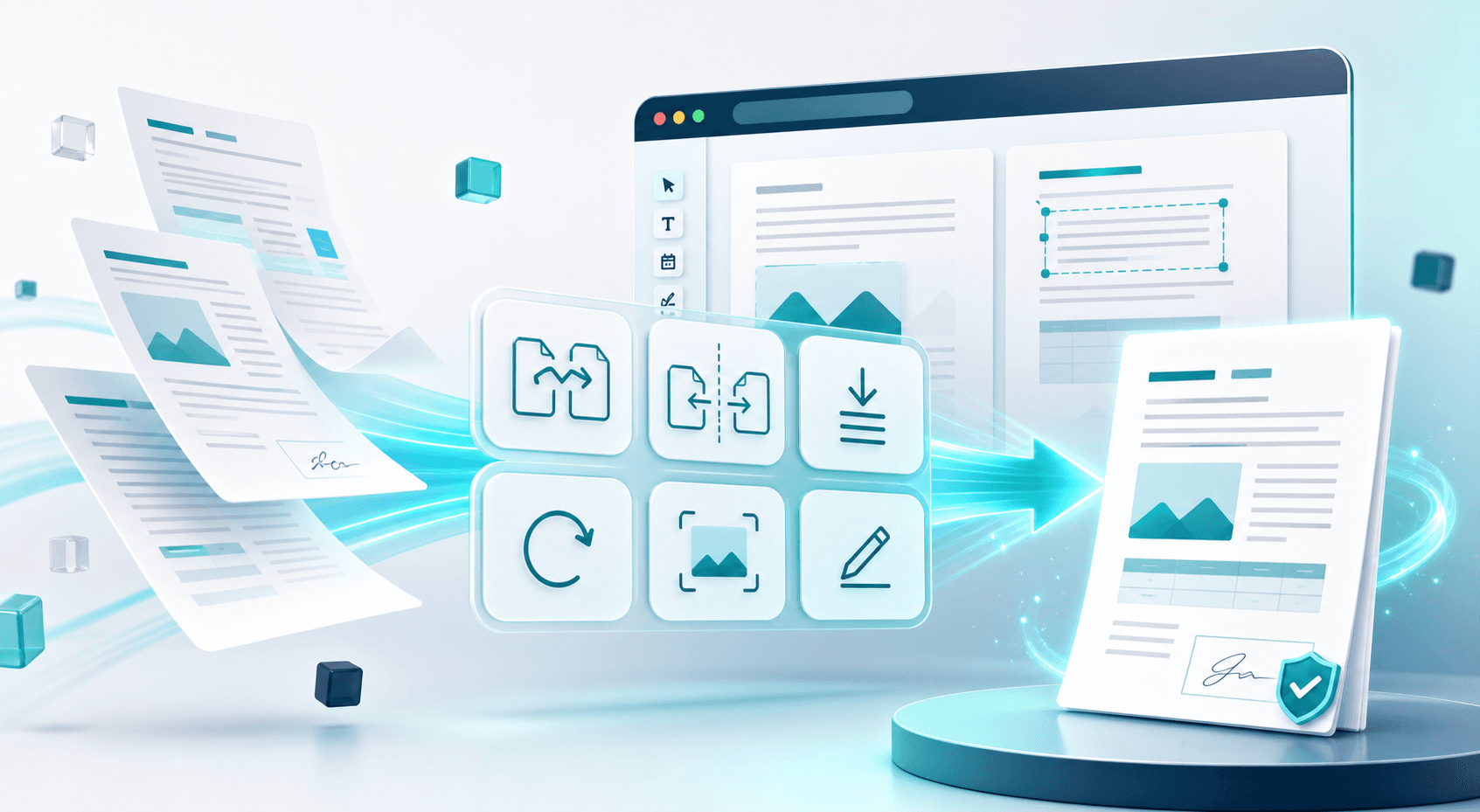 BrieflyGo PDF utilities workflow with editable PDF pages and tool modules