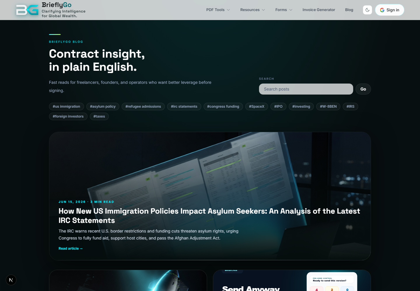 Blog screenshot