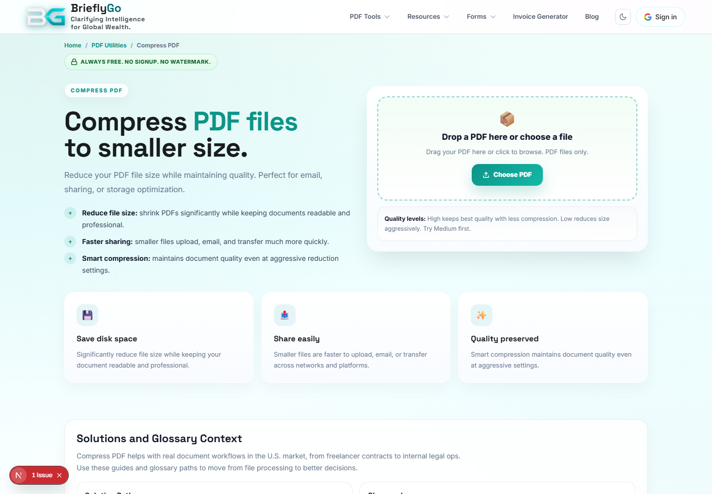 Compress PDF screenshot