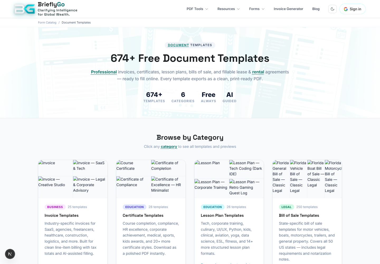 Document Templates screenshot