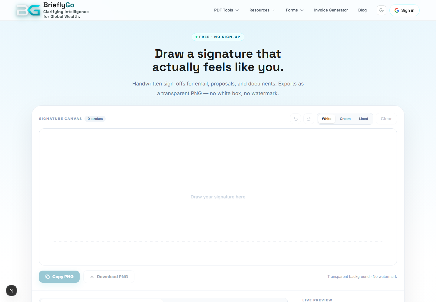 Handwritten Signature screenshot