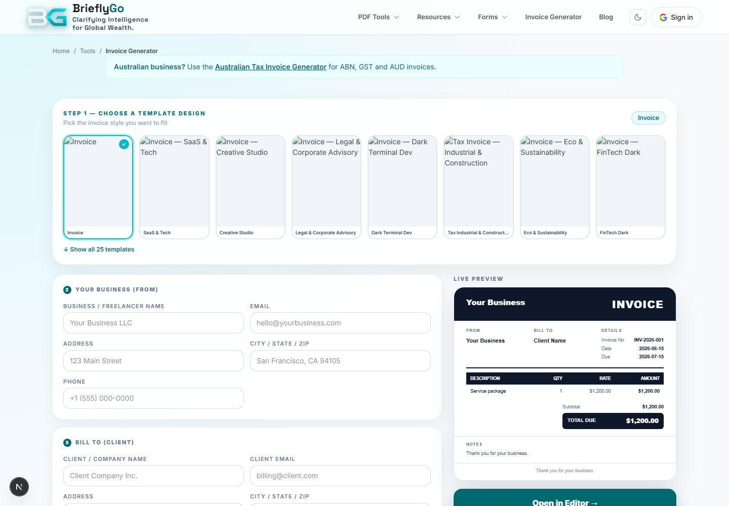 Invoice Generator screenshot