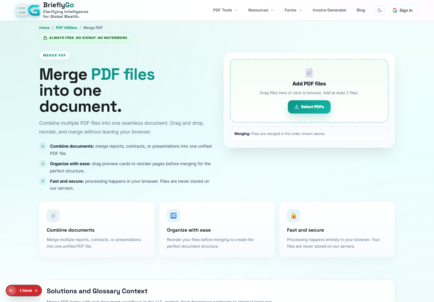 Merge PDF screenshot