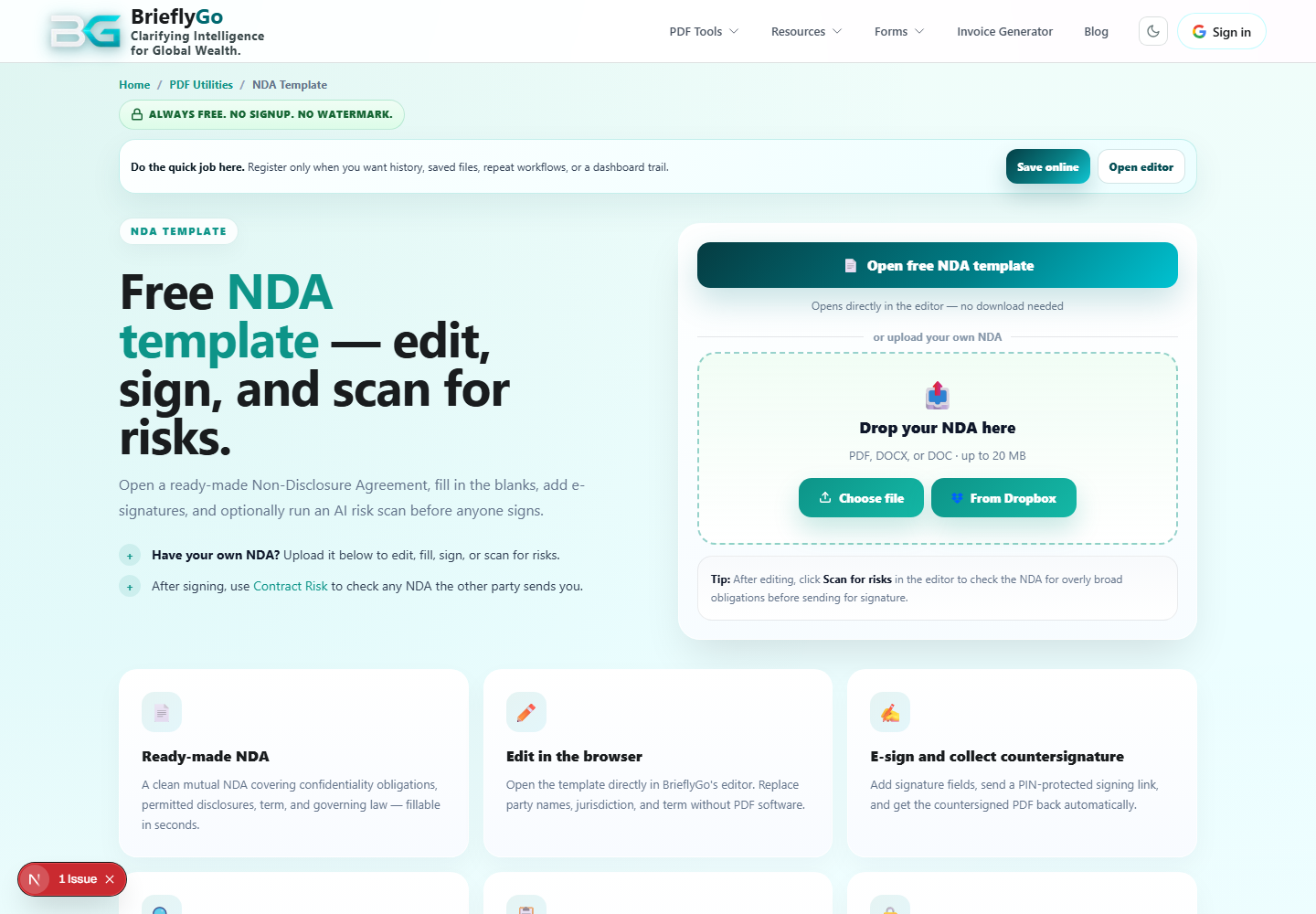 NDA Template screenshot