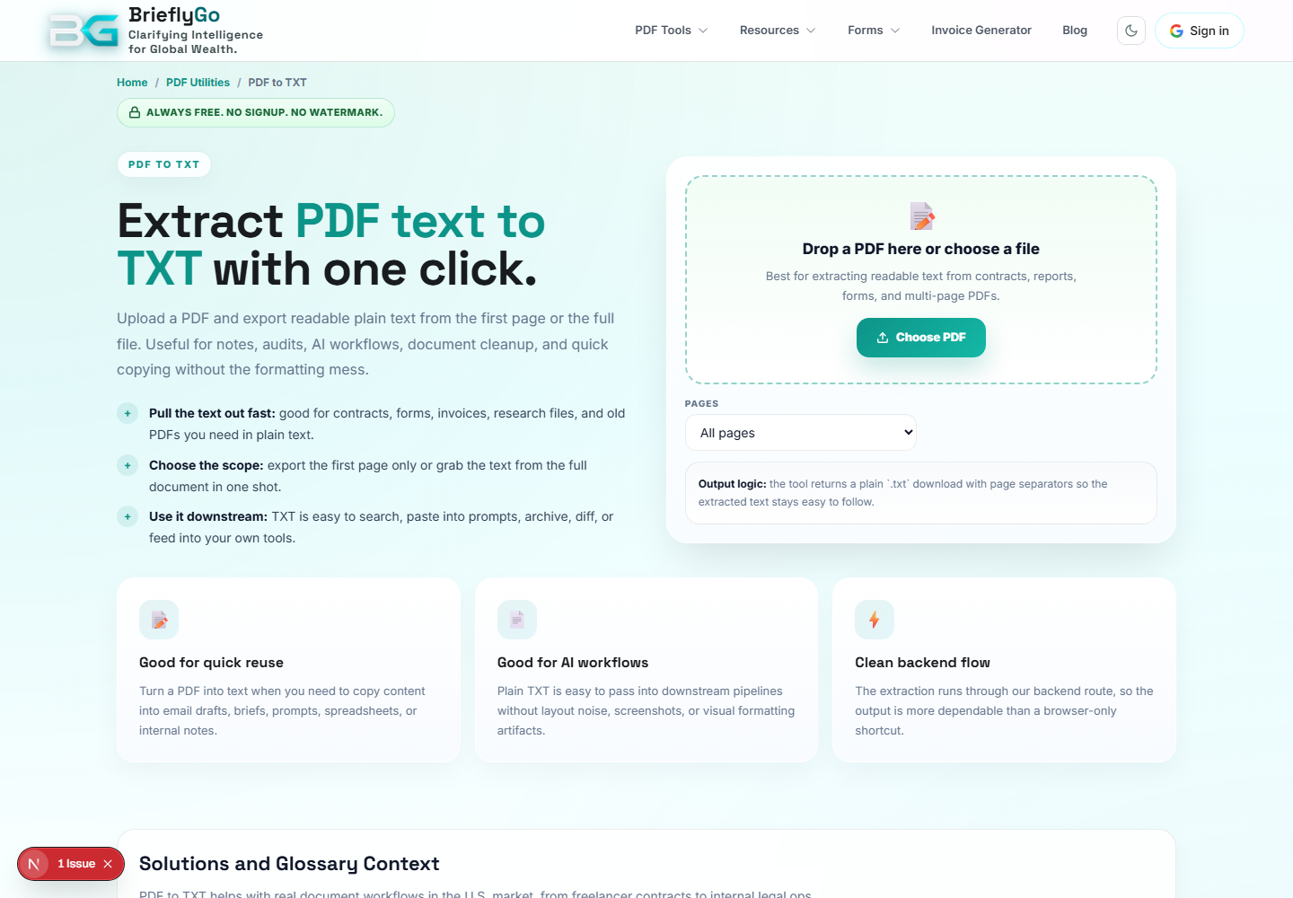 PDF to TXT screenshot