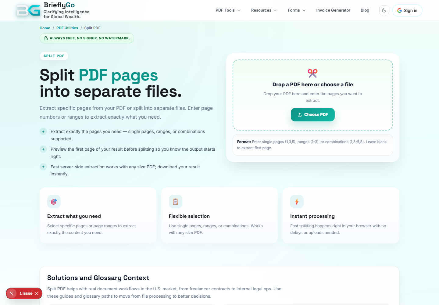 Split PDF screenshot
