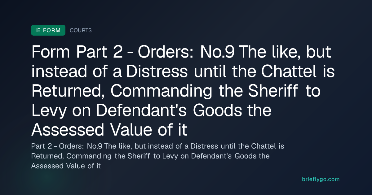 Part 2 - Orders: No.9 The like, but instead of a Distress until the ...