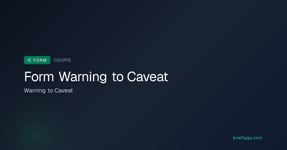 Warning to Caveat — Courts Service of Ireland Form Warning to Caveat ...