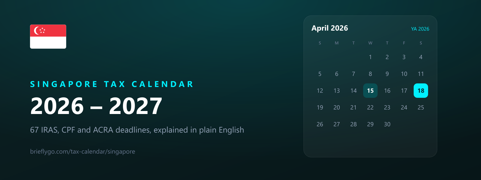 Singapore Tax Deadlines 2026–2027: Every IRAS Date, Who It Applies To, and What It Costs to Miss